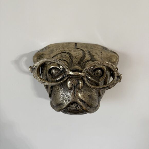 Metal Gold Dog With Glasses Wall Accent Home Decor Wall Sculpture - Picture 4 of 5